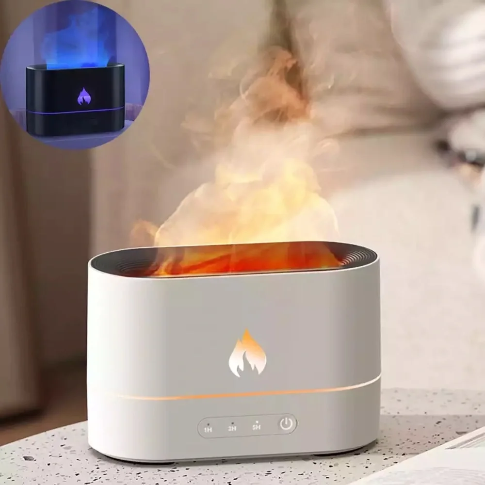 300ML USB Essential Oil Diffuser Simulation Flame Aroma Diffuser /white